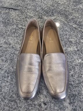 ALDO Women's Metallic Light Gold Joelle Dandy  Genuine Leather Loafers SZ 8.5